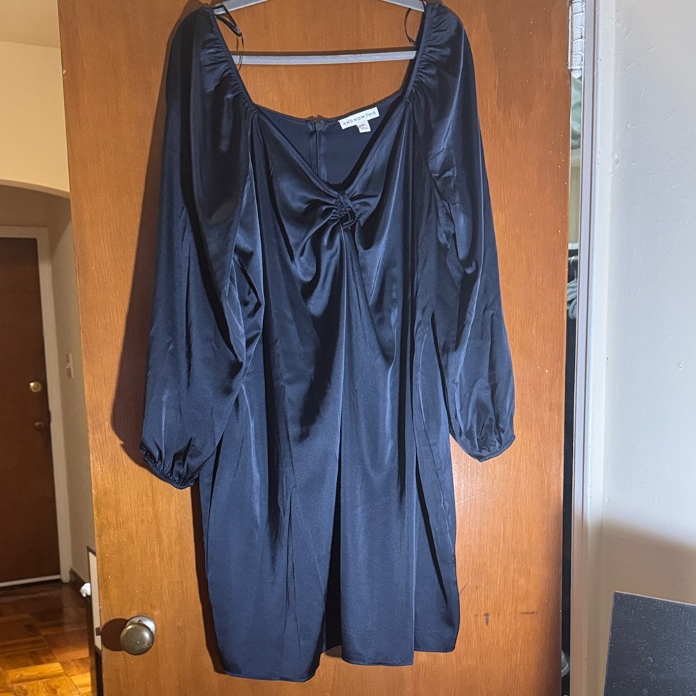Satin Navy mini plus size Dress by And Now This